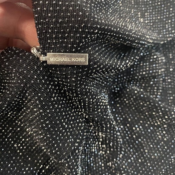 Michael Kors Womens Black and Silver Metallic Sparkle Shimmery Dress Size Medium - Picture 8 of 15